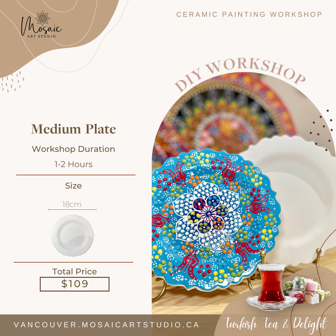 turkish ceramic painting class medium plate