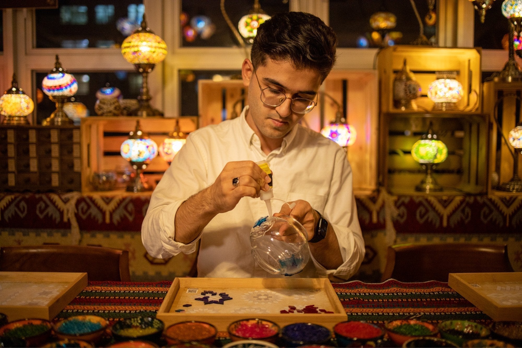 Turkish Mosaic Lamp DIY Workshop Kelowna - Mosaic Art Studio Vancouver